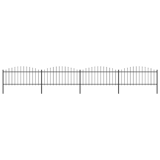 Garden Fence with Spear Top Steel 714.5x75 cm Black