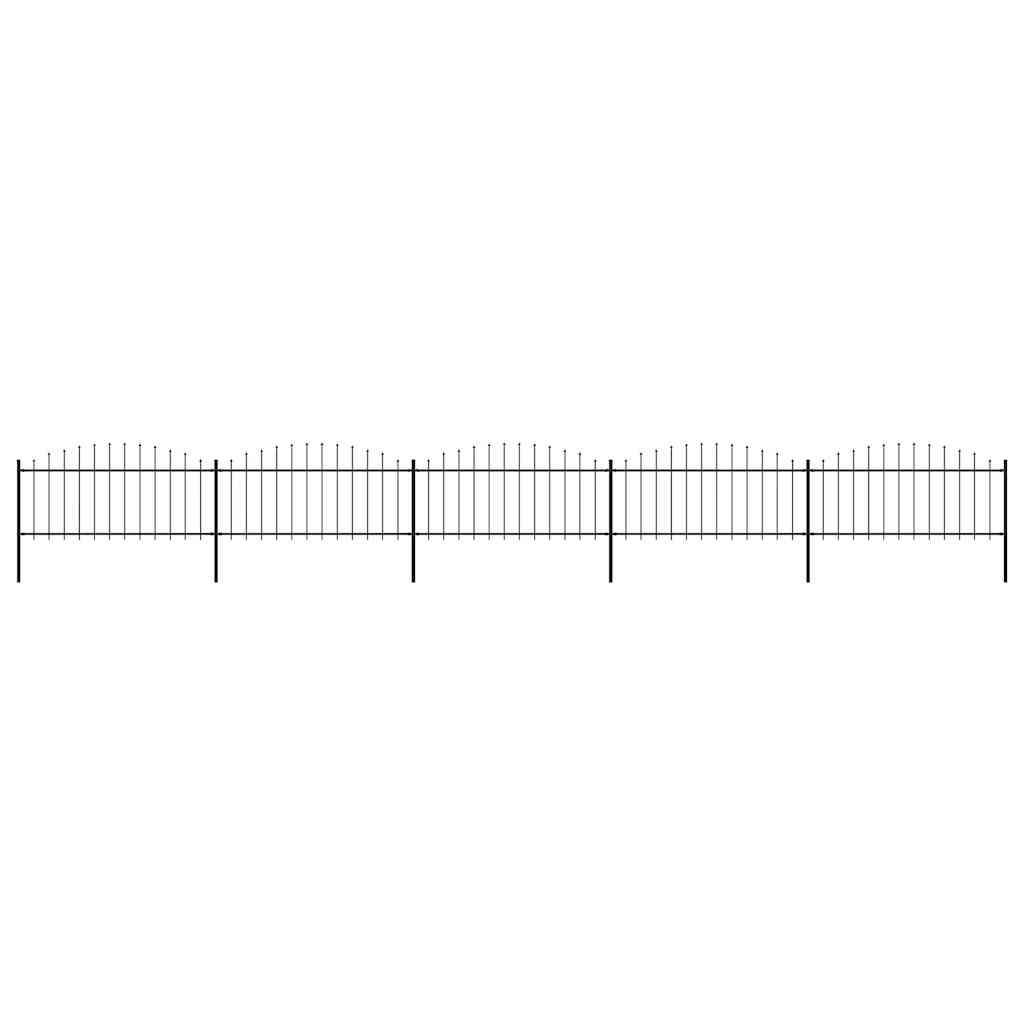 Garden Fence with Spear Top Steel 892.5x75 cm Black