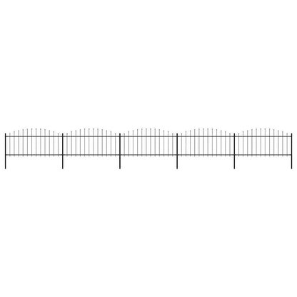 Garden Fence with Spear Top Steel 892.5x75 cm Black