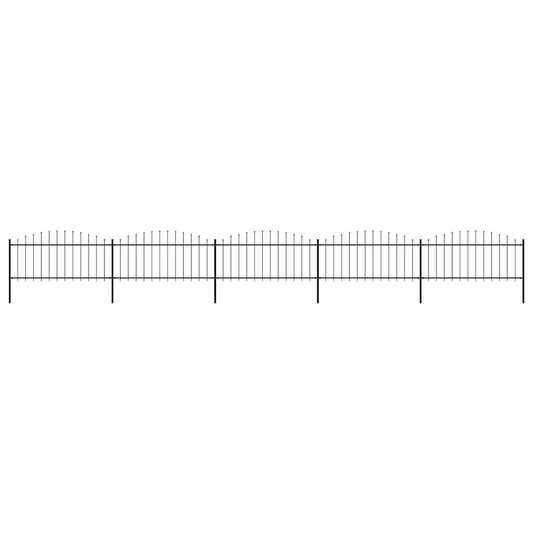 Garden Fence with Spear Top Steel 892.5x75 cm Black