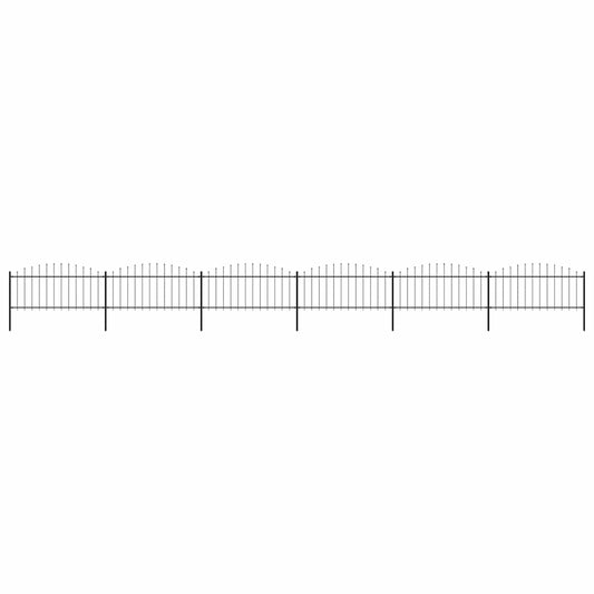 Garden Fence with Spear Top Steel 1070x75 cm Black
