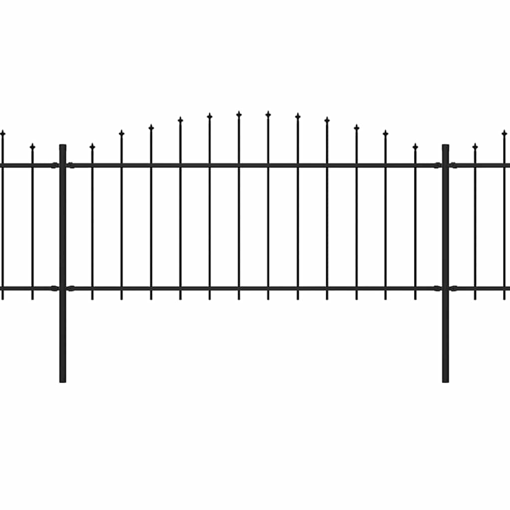 Garden Fence with Spear Top Steel 1070x75 cm Black
