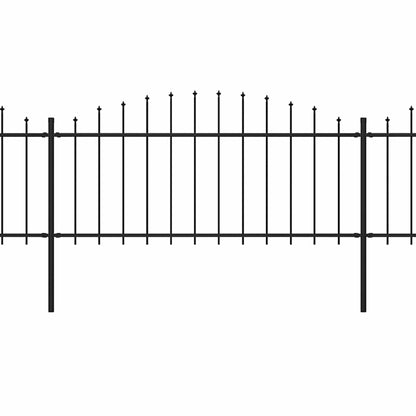 Garden Fence with Spear Top Steel 1070x75 cm Black