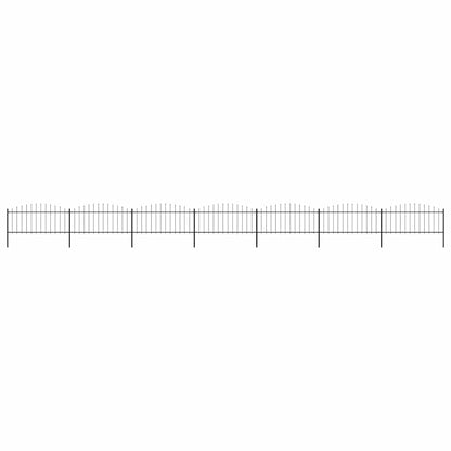 Garden Fence with Spear Top Steel (0.5-0.75)x11.9 m Black