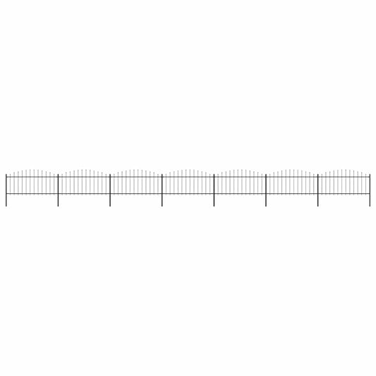 Garden Fence with Spear Top Steel (0.5-0.75)x11.9 m Black