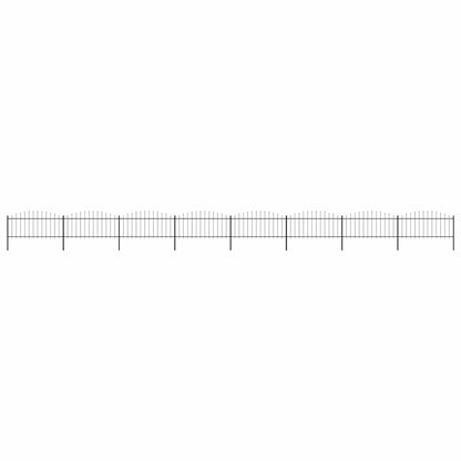 Garden Fence with Spear Top Steel 1426x75 cm Black