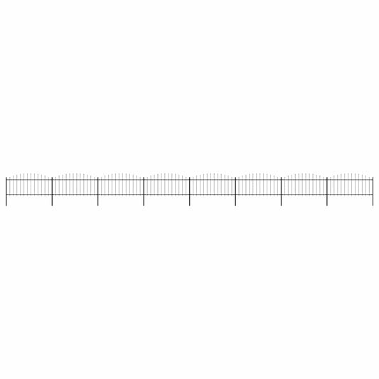 Garden Fence with Spear Top Steel 1426x75 cm Black