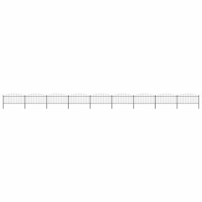 Garden Fence with Spear Top Steel 1603.5x75 cm Black