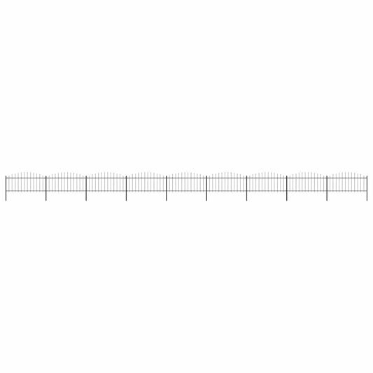 Garden Fence with Spear Top Steel 1603.5x75 cm Black