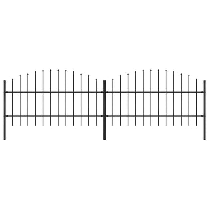 Garden Fence with Spear Top Steel 359x100 cm Black