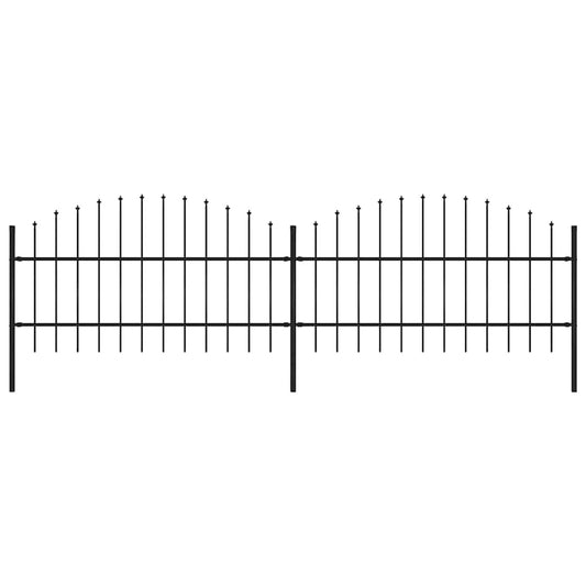 Garden Fence with Spear Top Steel 359x100 cm Black