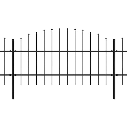 Garden Fence with Spear Top Steel 359x100 cm Black