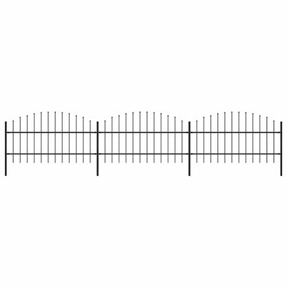 Garden Fence with Spear Top Steel 537x100 cm Black