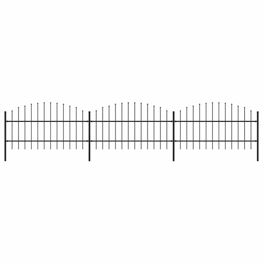 Garden Fence with Spear Top Steel 537x100 cm Black