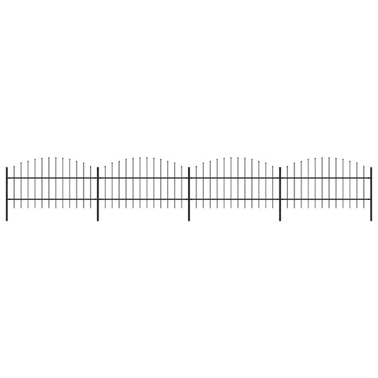 Garden Fence with Spear Top Steel 714.5x100 cm Black