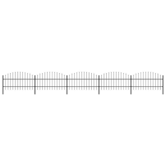 Garden Fence with Spear Top Steel 892.5x100 cm Black