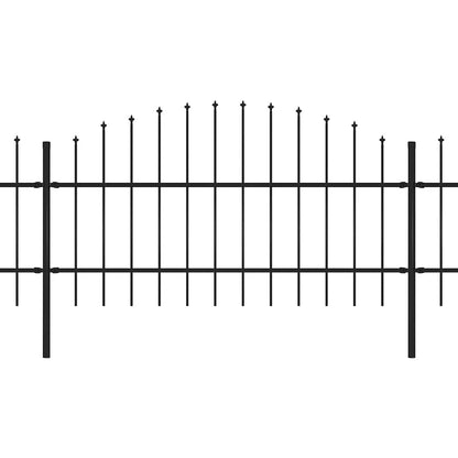 Garden Fence with Spear Top Steel 1070x100 cm Black