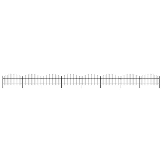 Garden Fence with Spear Top Steel 1426x100 cm Black