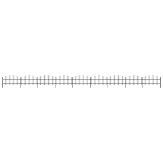 Garden Fence with Spear Top Steel 1603.5x100 cm Black