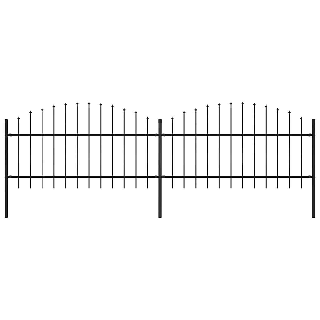 Garden Fence with Spear Top Steel 359x125 cm Black