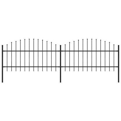 Garden Fence with Spear Top Steel 359x125 cm Black