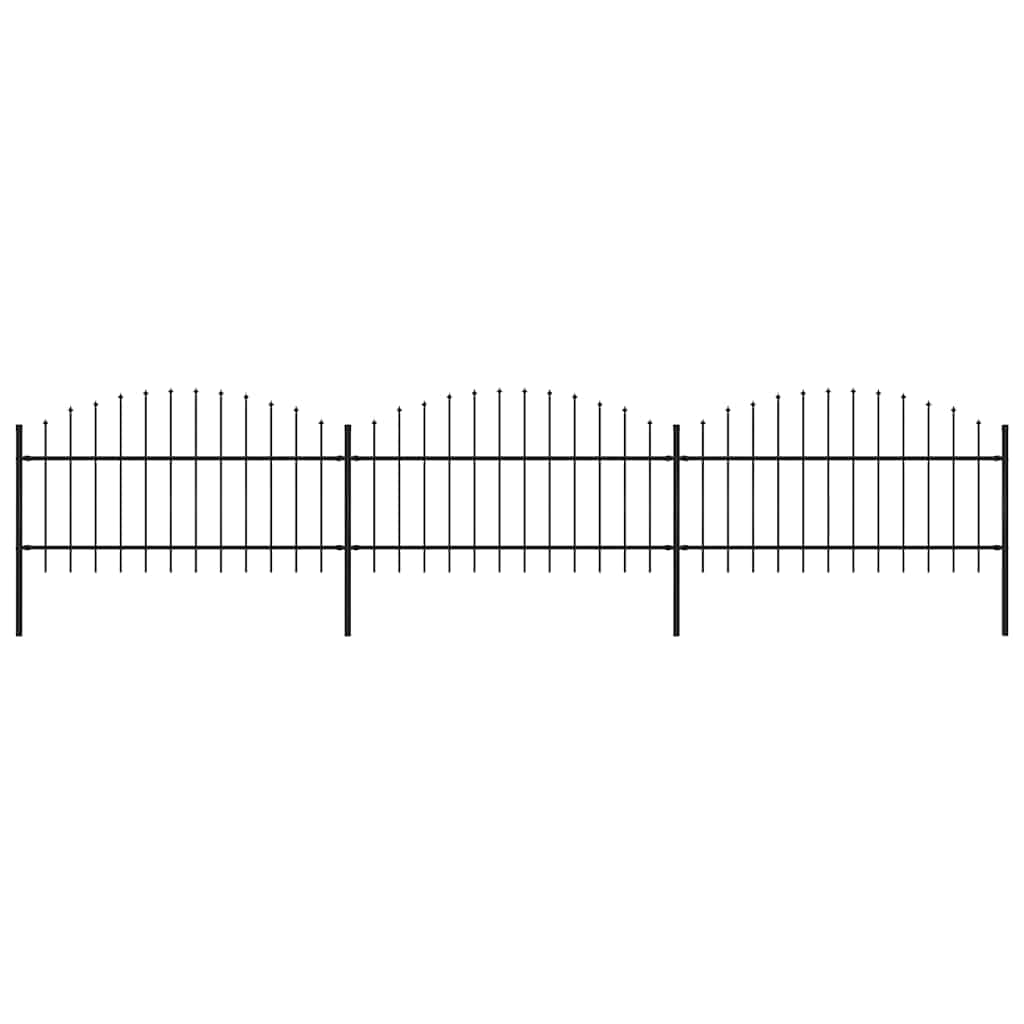 Garden Fence with Spear Top Steel 537x125 cm Black