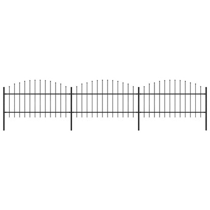 Garden Fence with Spear Top Steel 537x125 cm Black