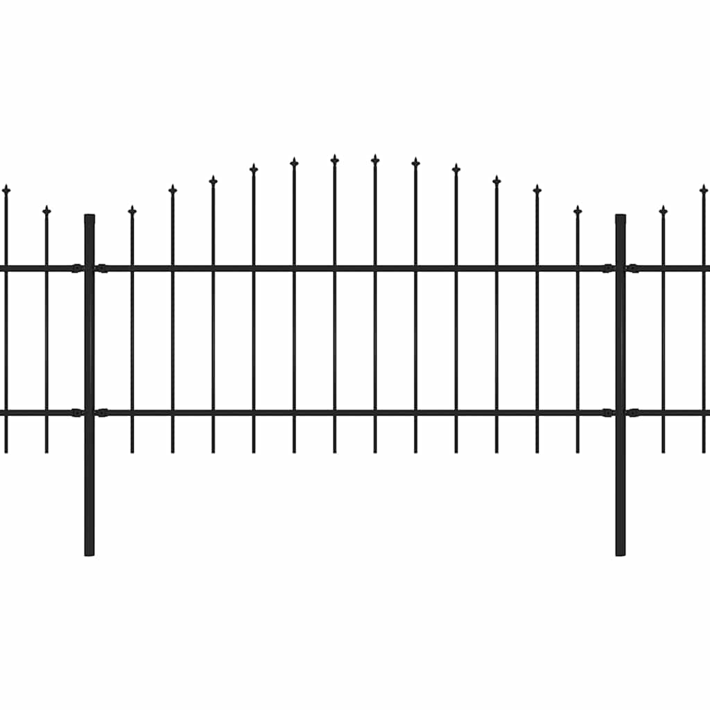 Garden Fence with Spear Top Steel 537x125 cm Black