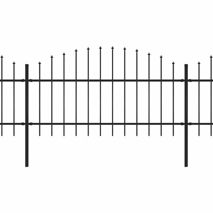 Garden Fence with Spear Top Steel 537x125 cm Black