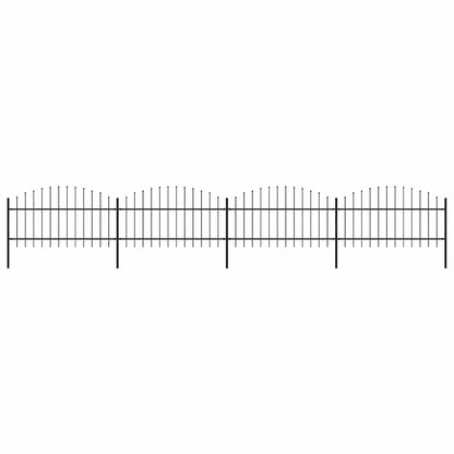 Garden Fence with Spear Top Steel 714.5x125 cm Black