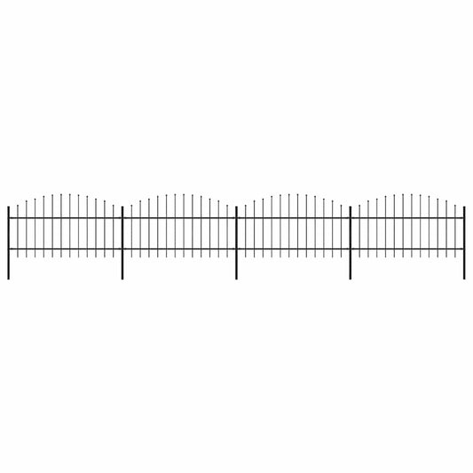 Garden Fence with Spear Top Steel 714.5x125 cm Black