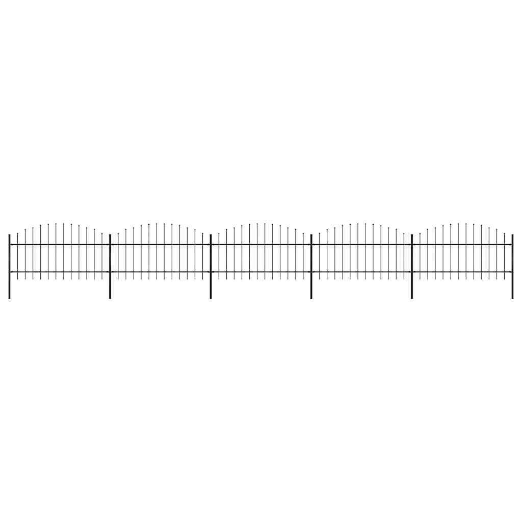 Garden Fence with Spear Top Steel 892.5x125 cm Black