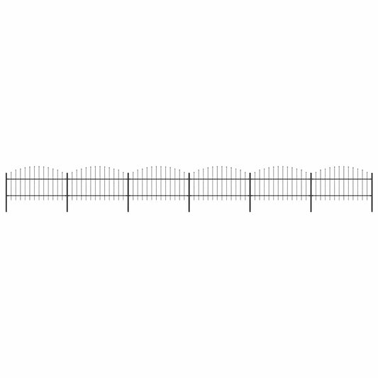Garden Fence with Spear Top Steel 1070x125 cm Black