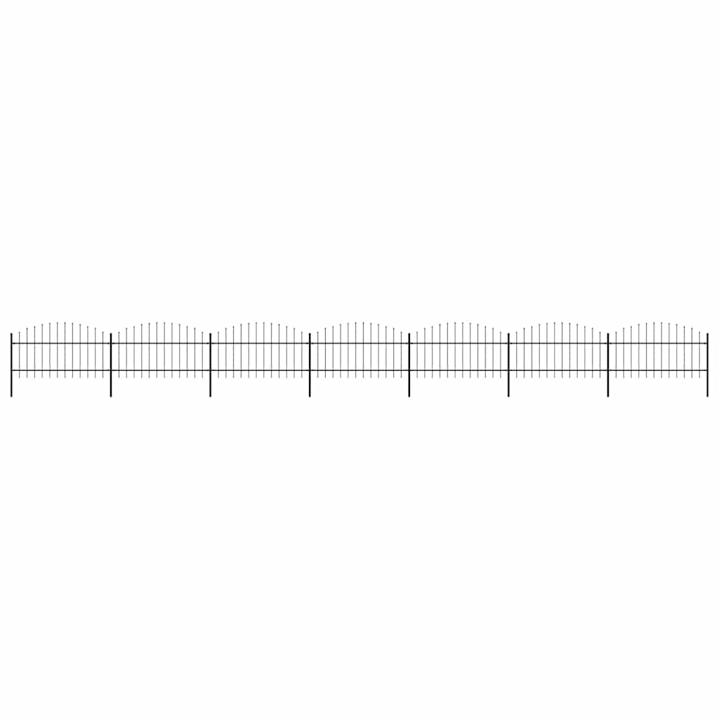 Garden Fence with Spear Top Steel 1248x125 cm Black