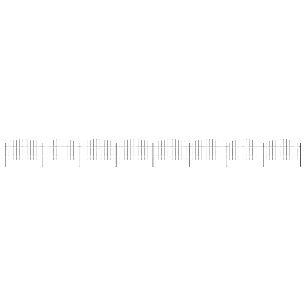 Garden Fence with Spear Top Steel (1-1.25)x13.6 m Black