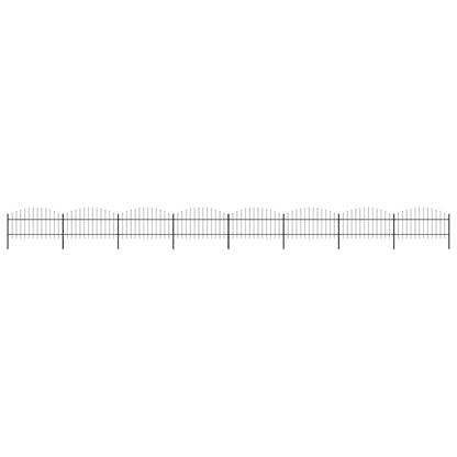 Garden Fence with Spear Top Steel (1-1.25)x13.6 m Black