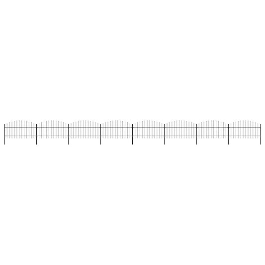 Garden Fence with Spear Top Steel (1-1.25)x13.6 m Black