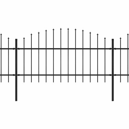 Garden Fence with Spear Top Steel (1-1.25)x13.6 m Black