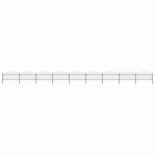 Garden Fence with Spear Top Steel 1603.5x125 cm Black