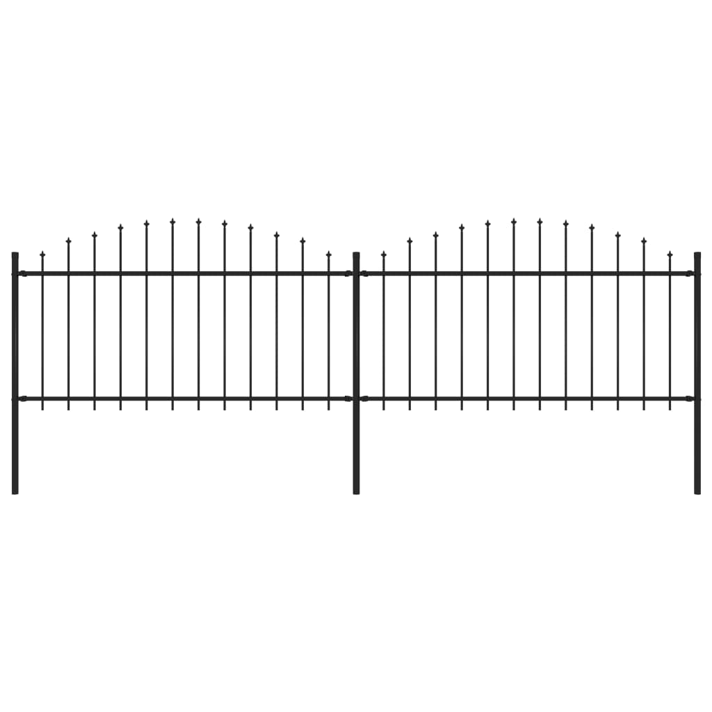 Garden Fence with Spear Top Steel 359x150 cm Black