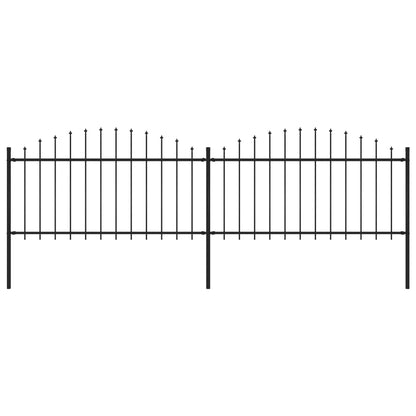 Garden Fence with Spear Top Steel 359x150 cm Black