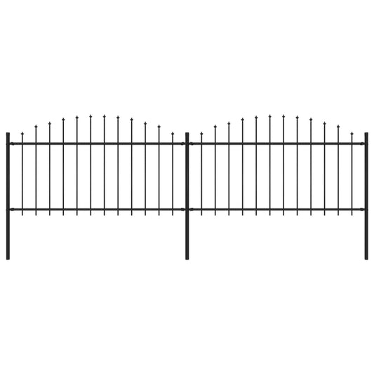 Garden Fence with Spear Top Steel 359x150 cm Black