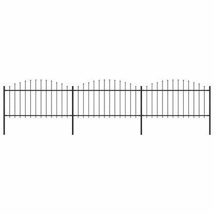 Garden Fence with Spear Top Steel 537x150 cm Black