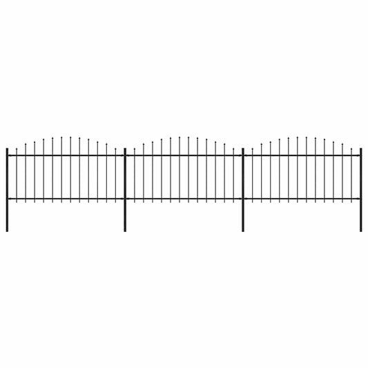Garden Fence with Spear Top Steel 537x150 cm Black