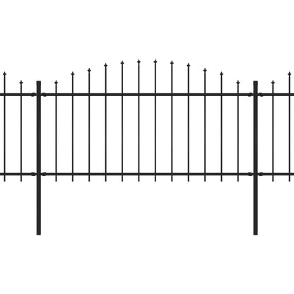 Garden Fence with Spear Top Steel 537x150 cm Black