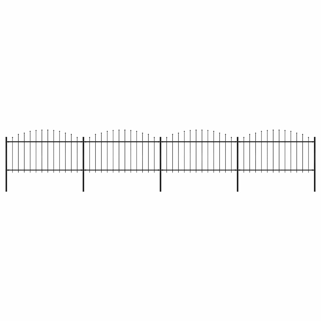 Garden Fence with Spear Top Steel 714.5x150 cm Black
