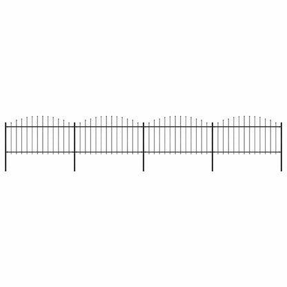 Garden Fence with Spear Top Steel 714.5x150 cm Black