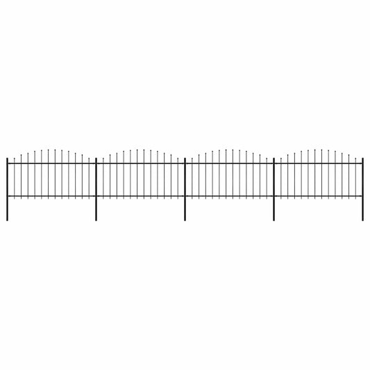 Garden Fence with Spear Top Steel 714.5x150 cm Black