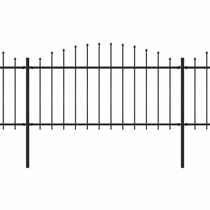 Garden Fence with Spear Top Steel 714.5x150 cm Black