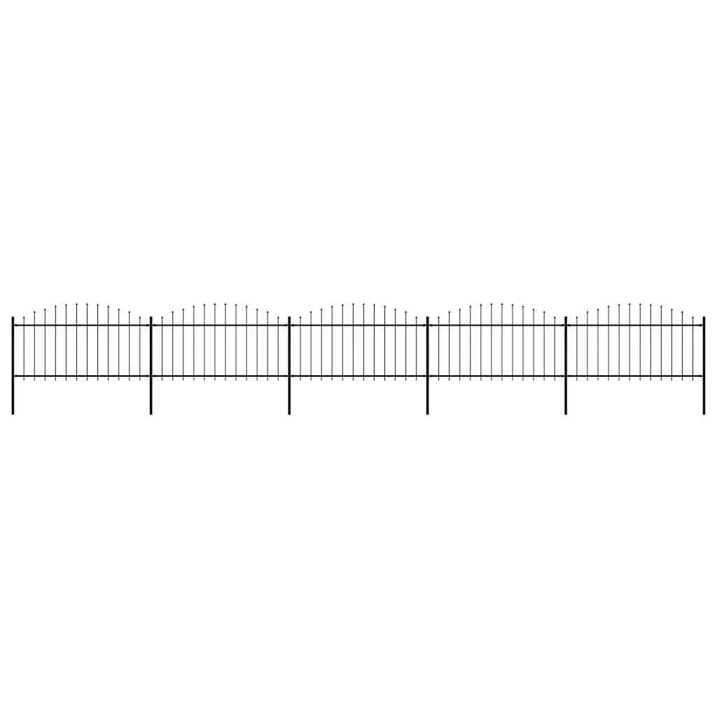 Garden Fence with Spear Top Steel 892.5x150 cm Black